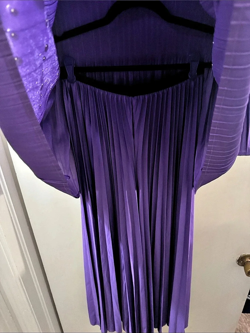 Unbranded Purple Pleated Floral Maxi Dress Set